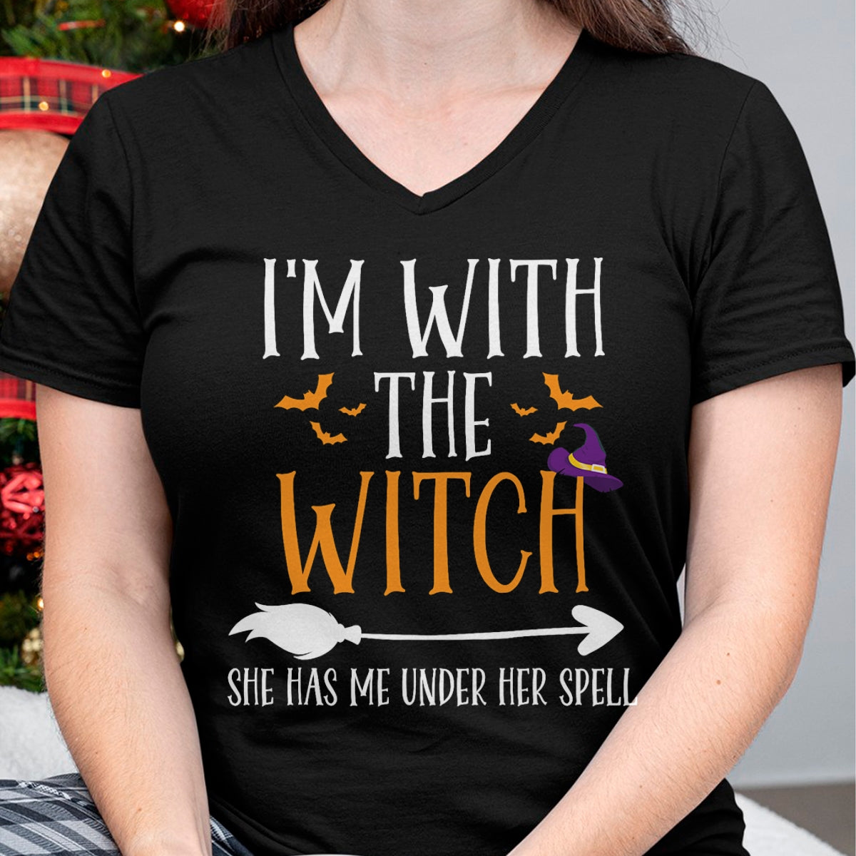 I'm With The Witch Funny Halloween Couples Costume T-Shirt - Halloween Unisex T-Shirt/Hoodie - NGHL00
