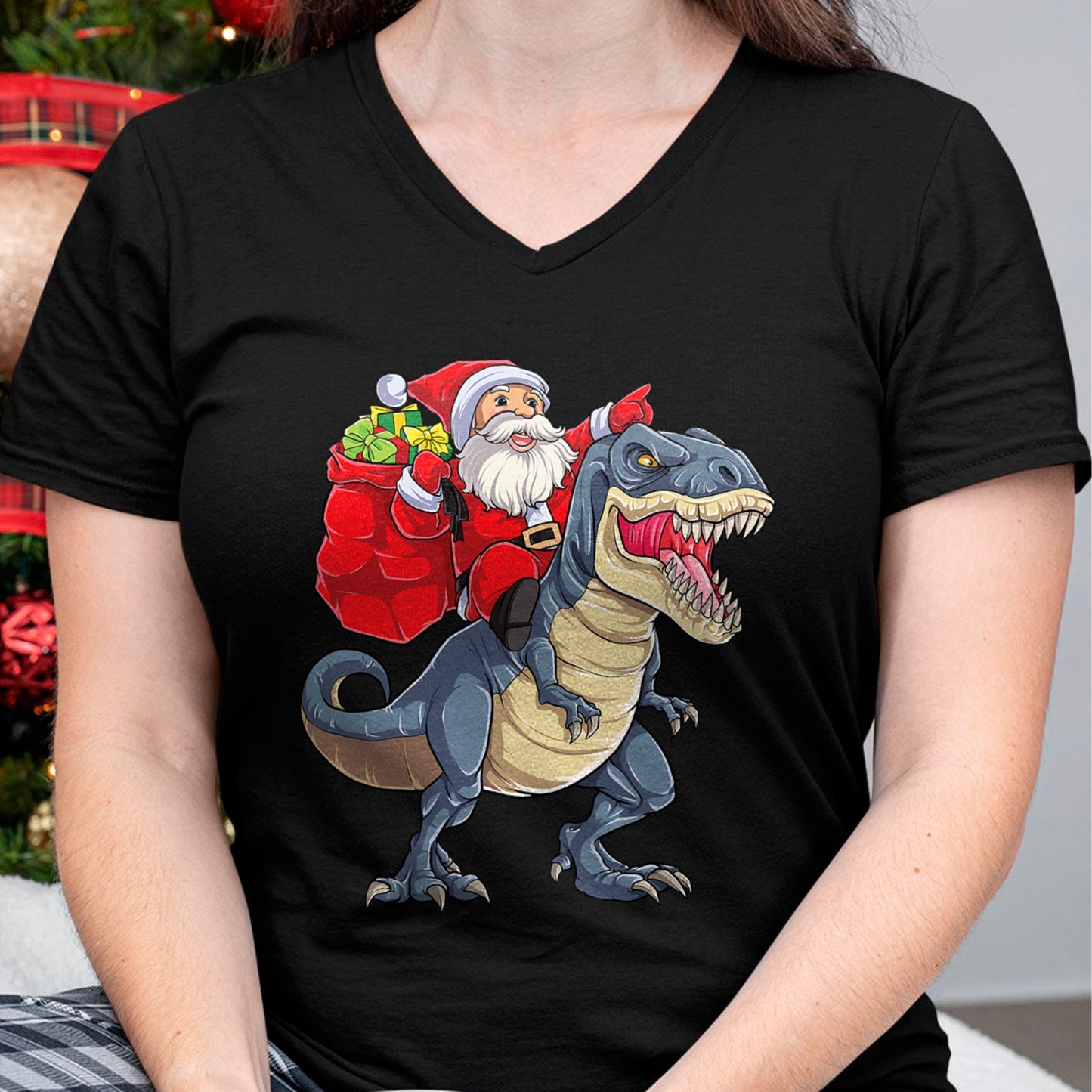 Dinosaur T rex Christmas Santa Boys Men Girls Xmas Squad T-Shirt - Christmas Unisex T-Shirt/Hoodie/Sweatshirt - NGHL00