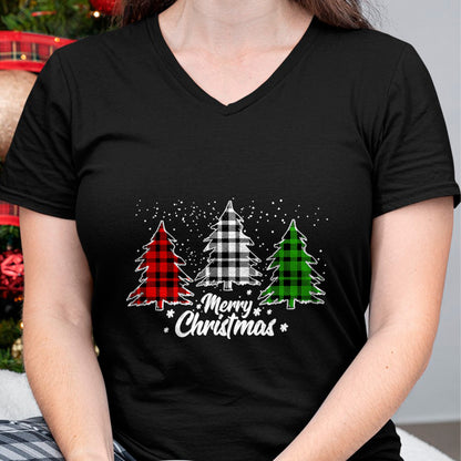 Merry Christmas Tree Xmas Buffalo Plaid Red White Green T-Shirt - Christmas Unisex T-Shirt/Hoodie/Sweatshirt - NGHL00