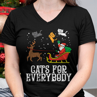 Cats For Everybody Christmas Cat Funny Xmas Women Santa T-Shirt - Christmas Unisex T-Shirt/Hoodie/Sweatshirt - NGHL00