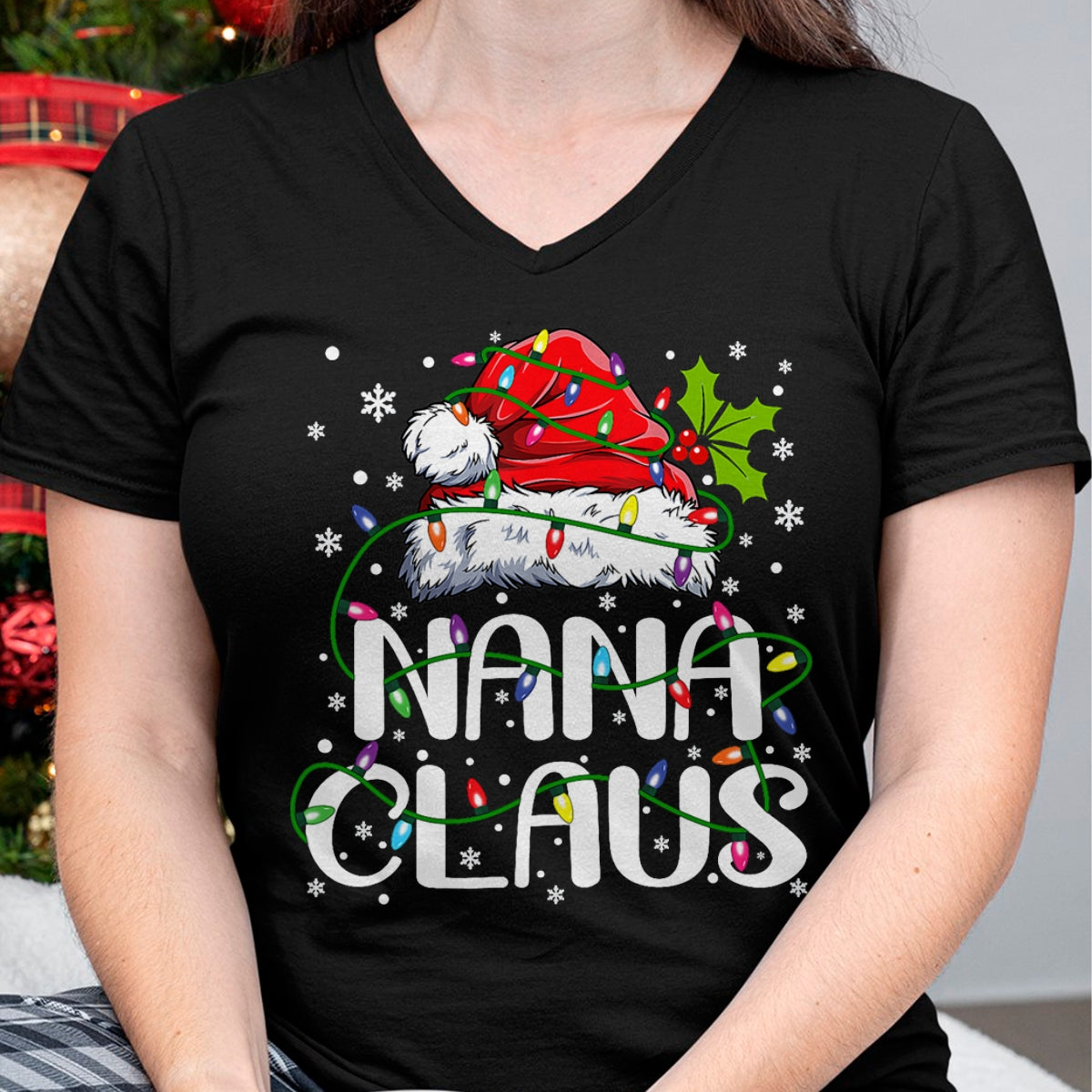 Nana Claus Christmas Lights Pajama Family Matching T-Shirt - Christmas Unisex T-Shirt/Hoodie/Sweatshirt - NGHL00