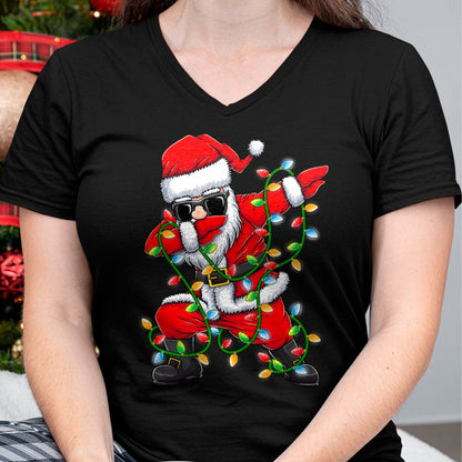 Dabbing Santa Xmas Lights Girls Boys Kids Christmas Gifts T-Shirt - Christmas Unisex T-Shirt/Hoodie/Sweatshirt - NGHL00