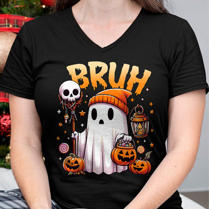 Bruh Ghost Halloween Cute Ghost Trick Or Treat Candy Kids T-Shirt - Halloween Unisex T-Shirt/Hoodie - NGHL00
