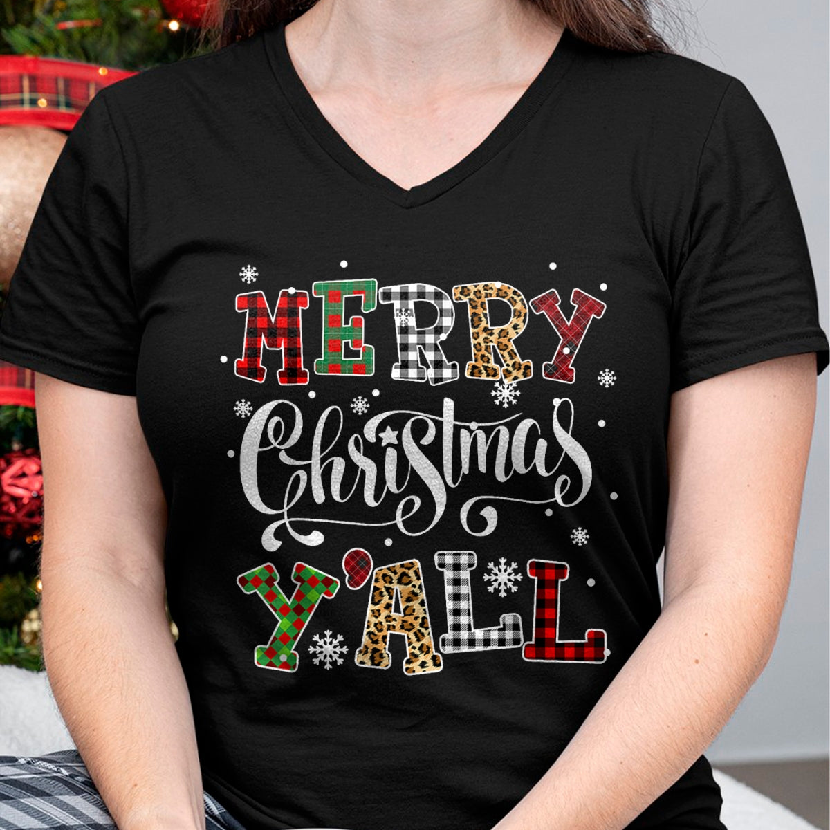 Merry Christmas Ya'll Leopard Buffalo Plaid Pajama Family T-Shirt - Christmas Unisex T-Shirt/Hoodie/Sweatshirt - NGHL00