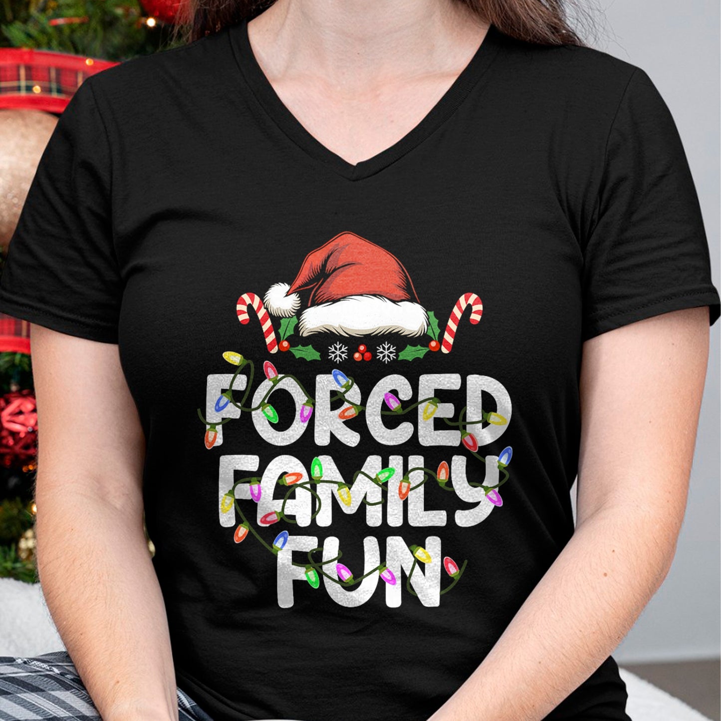 Forced Family Fun Christmas Pajamas Funny T-Shirt - Christmas Unisex T-Shirt/Hoodie/Sweatshirt - NGHL00