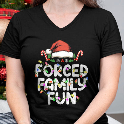 Forced Family Fun Christmas Pajamas Funny T-Shirt - Christmas Unisex T-Shirt/Hoodie/Sweatshirt - NGHL00