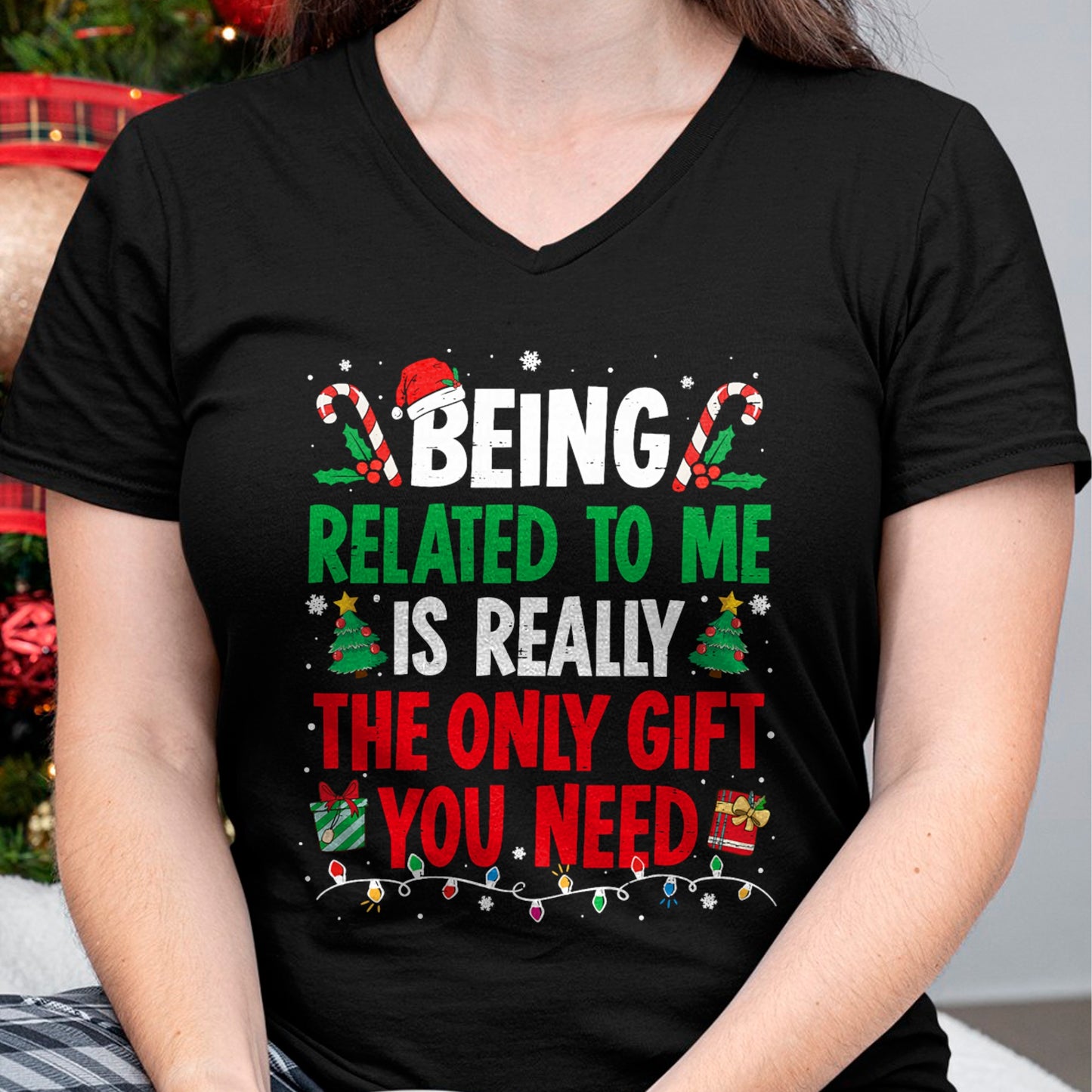 Being Related To Me Funny Christmas Family Xmas Pajamas T-Shirt  - Christmas Unisex T-Shirt/Hoodie/Sweatshirt - NGHL00