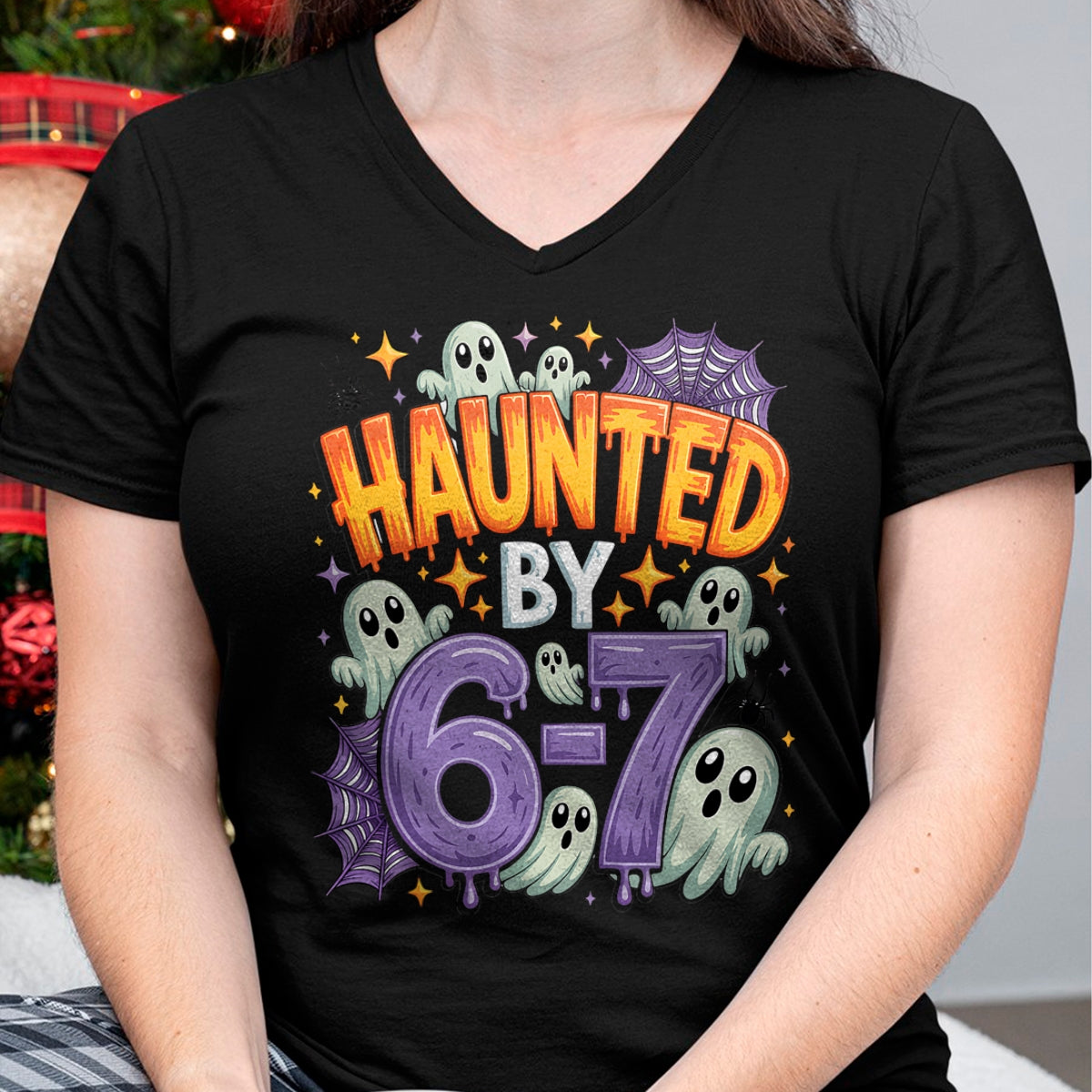 Haunted by 67 – Funny Ghost and Pumpkin Halloween Costume T-Shirt  - Halloween Unisex T-Shirt/Hoodie - NGHL00