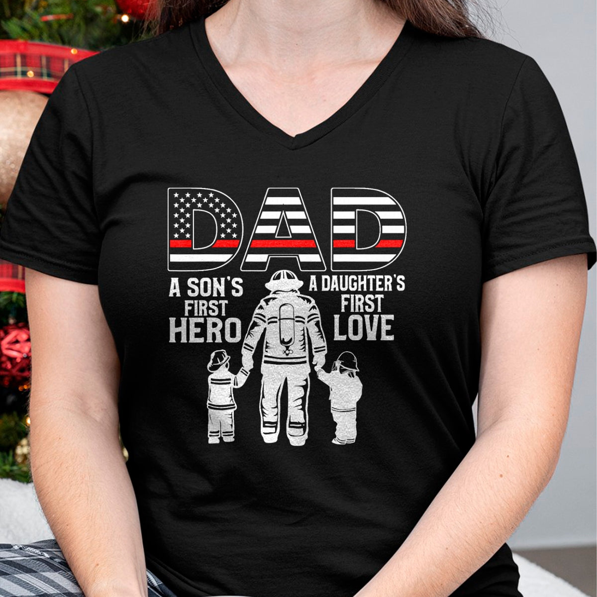 Proud Firefighter Dad Daddy Fireman Dad Father’s day Men T-Shirt - Gift From Dad Unisex T-Shirt/Hoodie - NGHL00 (SKUT-2310EMAILDS-44)