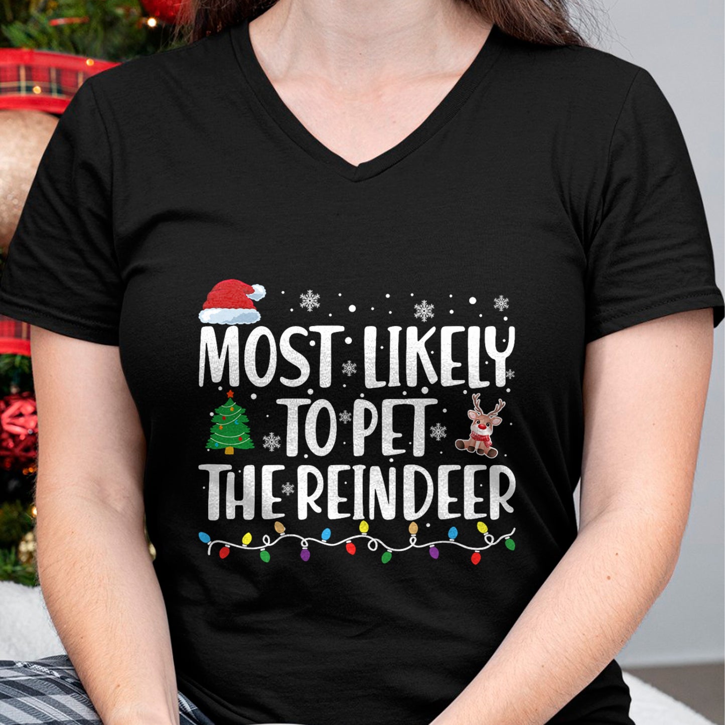 Most Likely To Pet The Reindeer Family Matching Christmas T-Shirt - Christmas Unisex T-Shirt/Hoodie/Sweatshirt - NGHL00