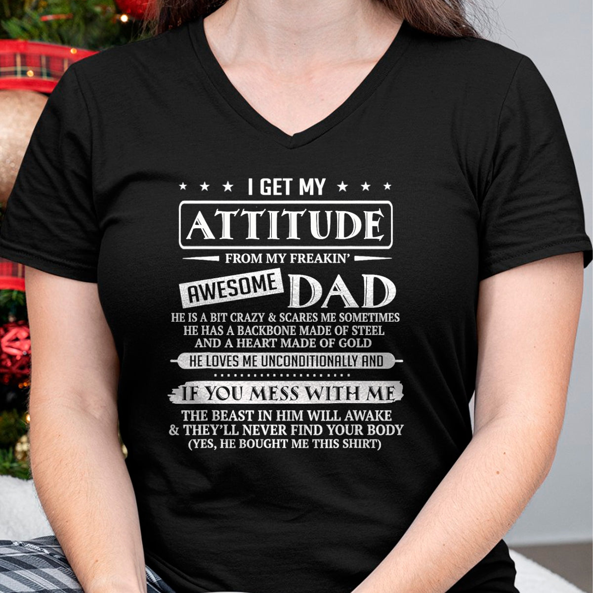 I Get My Attitude From My Freaking Awesome Dad Father's Day T-Shirt - Gift From Dad Unisex T-Shirt/Hoodie - NGHL00 (SKUT-2310EMAILDS-35)