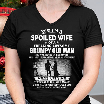 Awesome grumpy old man was born February - Gift for girlfriend, Gift for wife from husband - Perfect gift for your wife - NGHL02 (SKU2601-226-02)