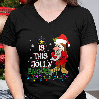 Is This Jolly Enough Grumpy Elf Pajama Christmas Lights T-Shirt - Christmas Unisex T-Shirt/Hoodie/Sweatshirt - NGHL00