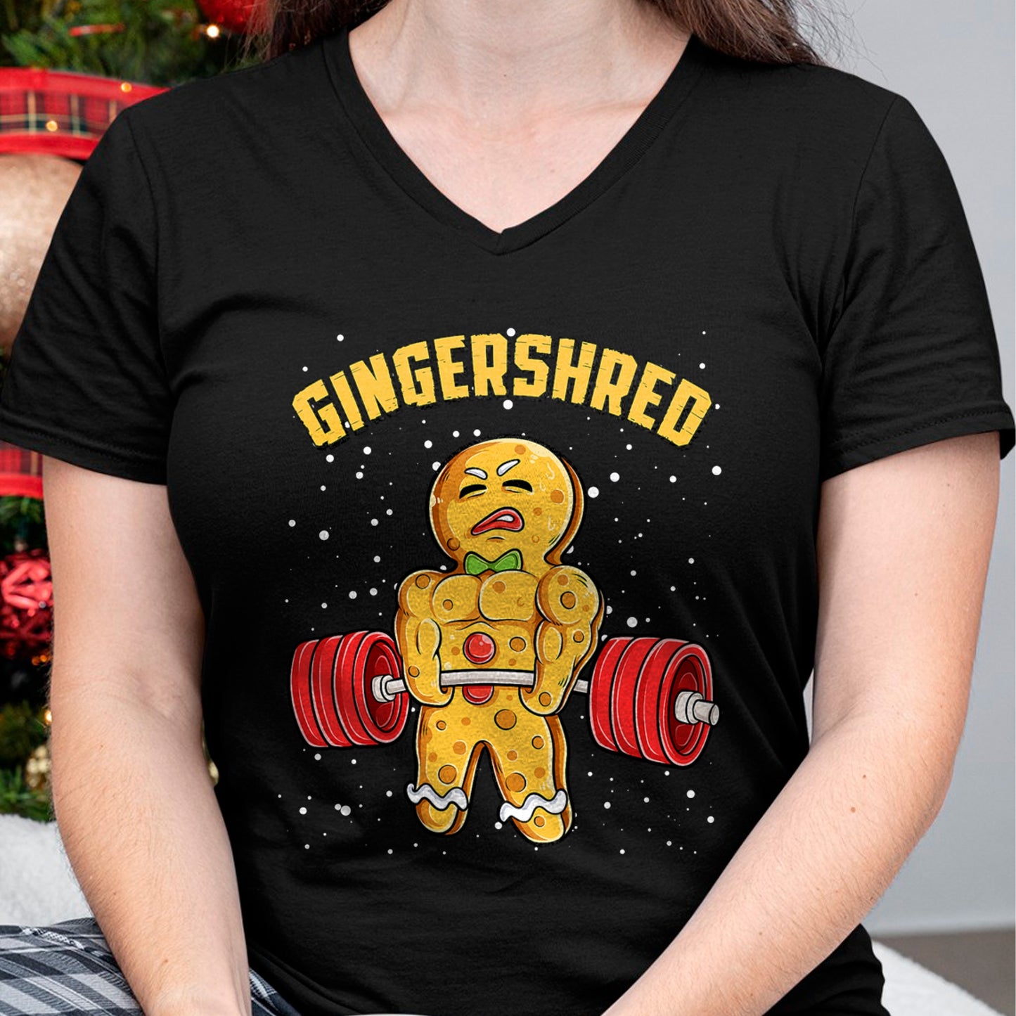 Gingershred Funny Gingerbread Man Gym Bodybuilding Christmas T-Shirt - Christmas Unisex T-Shirt/Hoodie/Sweatshirt - NGHL00