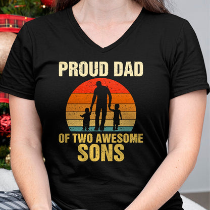 Proud Dad Of Two Awesome Sons Dad of 2 Two Boys Best Father T-Shirt - Gift From Dad Unisex T-Shirt/Hoodie - NGHL00 (SKUT-2310EMAILDS-43)