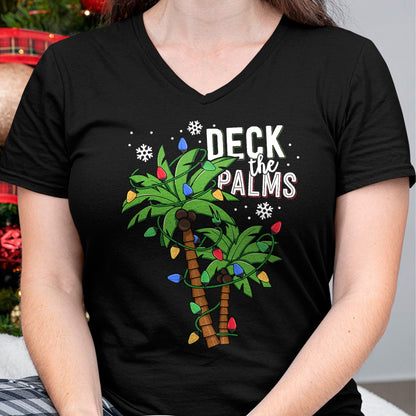 Deck The Palms Tropical Hawaii Christmas Palm Tree Lights T-Shirt - Christmas Unisex T-Shirt/Hoodie/Sweatshirt - NGHL00