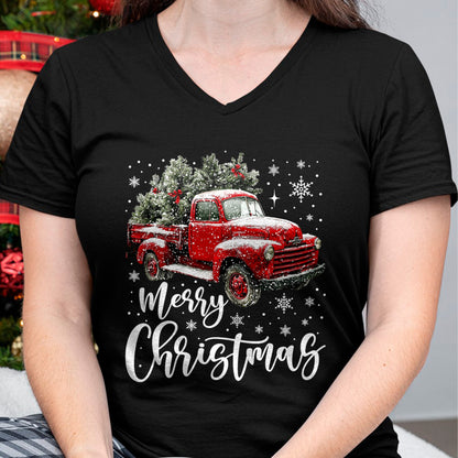 Merry Christmas Red Truck Family Matching Christmas Pajama T-Shirt - Christmas Unisex T-Shirt/Hoodie/Sweatshirt - NGHL00