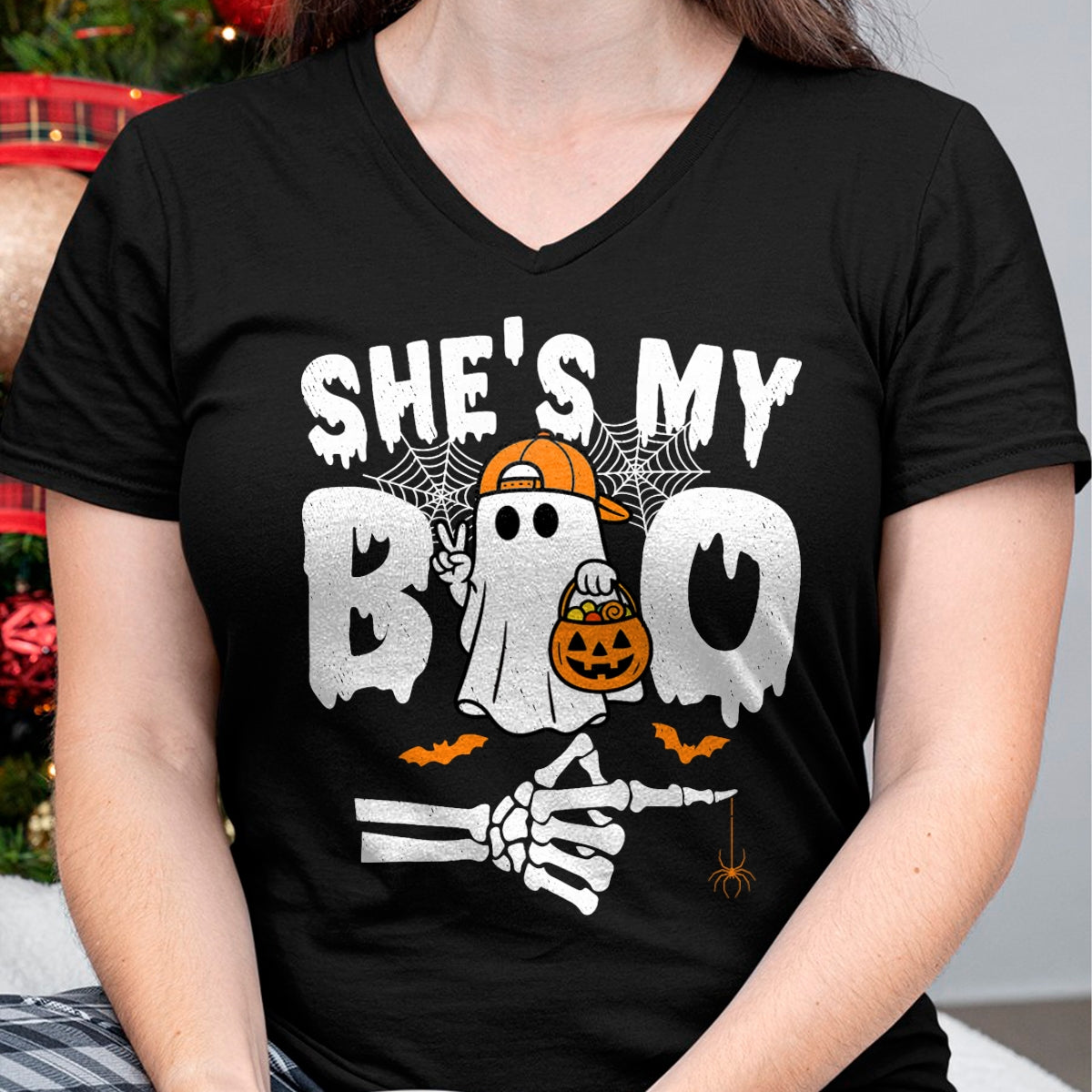 He's My Boo Matching Couple Halloween Couples She's My Boo T-Shirt - Halloween Unisex T-Shirt/Hoodie - NGHL00