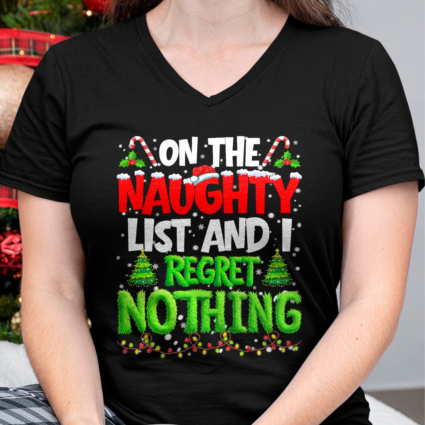 On The Naughty List and Regret Nothing Pjs Christmas Xmas Ki T-Shirt - Christmas Unisex T-Shirt/Hoodie/Sweatshirt - NGHL00