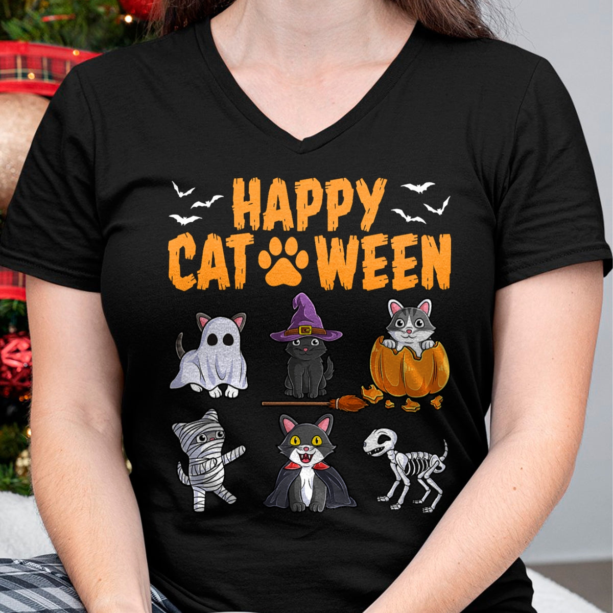 Cats Halloween Spooky Holiday Cute Kitten Cat Halloween T-Shirt - Halloween Unisex T-Shirt/Hoodie - NGHL00