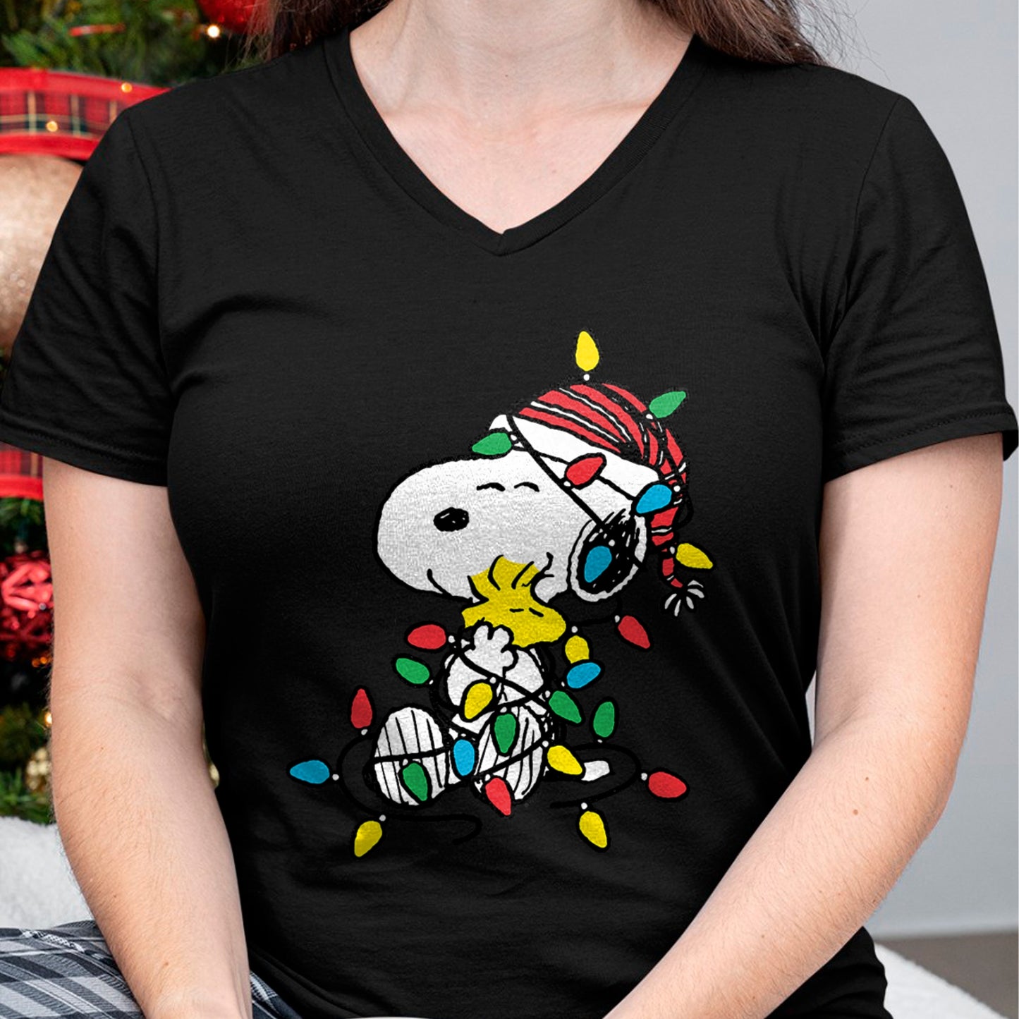 Peanuts - Snoopy Woodstock Christmas Lights T-Shirt - Christmas Unisex T-Shirt/Hoodie/Sweatshirt - NGHL00