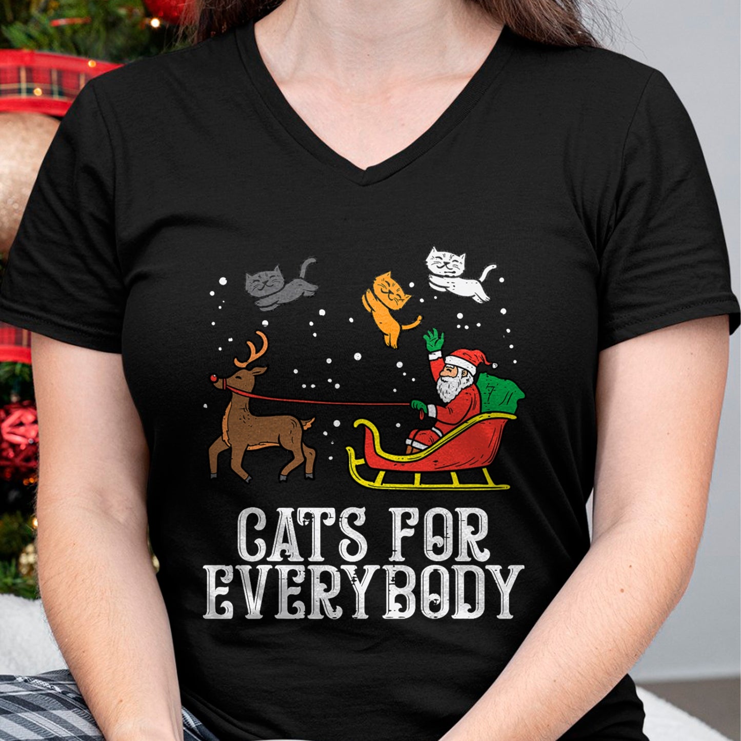 Cats For Everybody Christmas Cat Funny Xmas Women Santa T-Shirt - Christmas Unisex T-Shirt/Hoodie/Sweatshirt - NGHL00