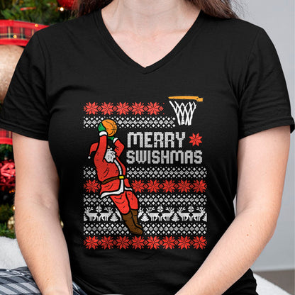 Merry Swishmas Basketball Ugly Christmas Xmas Men Boys Kids T-Shirt - Christmas Unisex T-Shirt/Hoodie/Sweatshirt - NGHL00