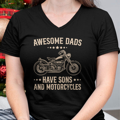Vintage Biker Awesome Dads Have Sons And Motorcycles T-Shirt - Gift From Dad Unisex T-Shirt/Hoodie - NGHL00 (SKUT-2310EMAILDS-46)