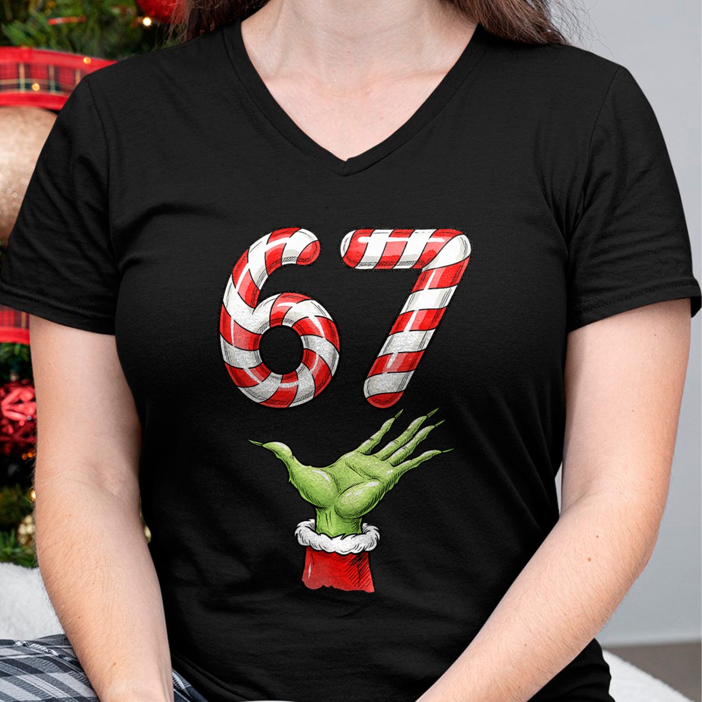 Santa Six Seven 67 Meme Christmas 67 Candy Cane Kids Boys T-Shirt - Christmas Unisex T-Shirt/Hoodie/Sweatshirt - NGHL00