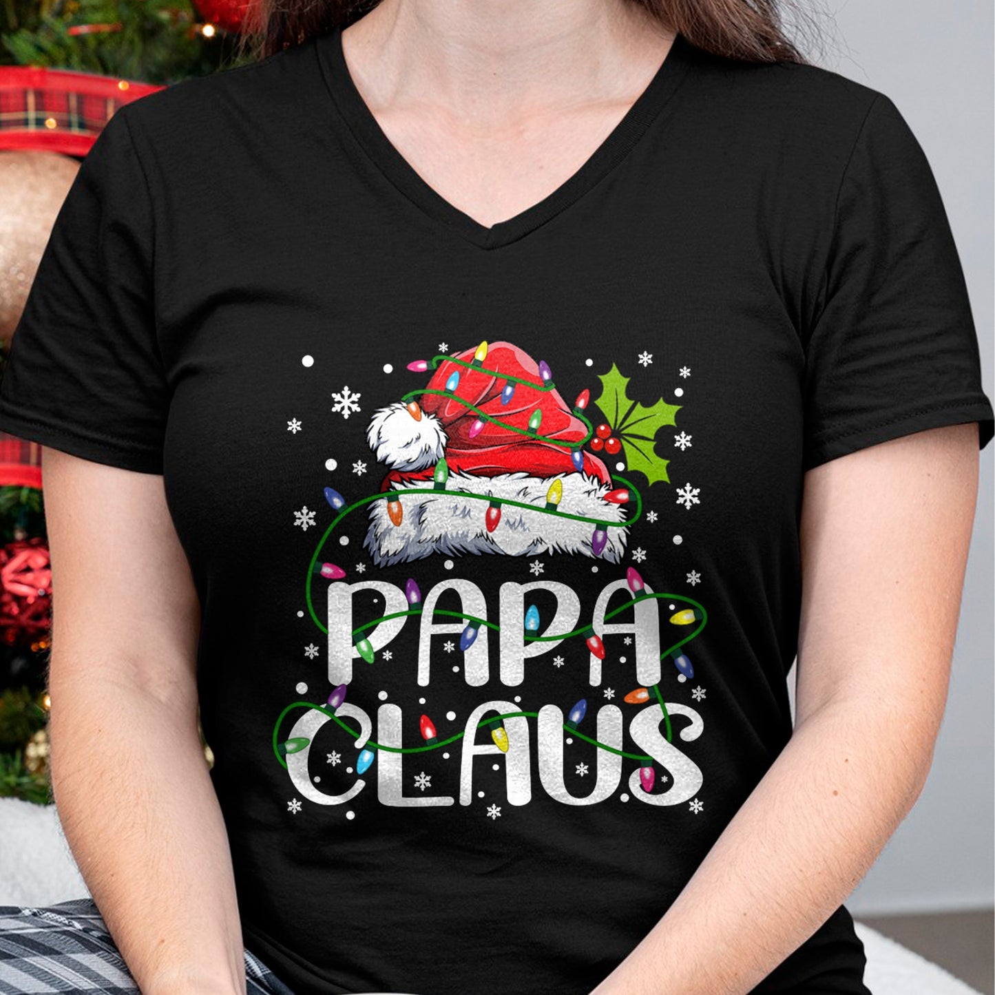 Papa Claus Christmas Lights Pajama Family Matching T-Shirt - Christmas Unisex T-Shirt/Hoodie/Sweatshirt - NGHL00