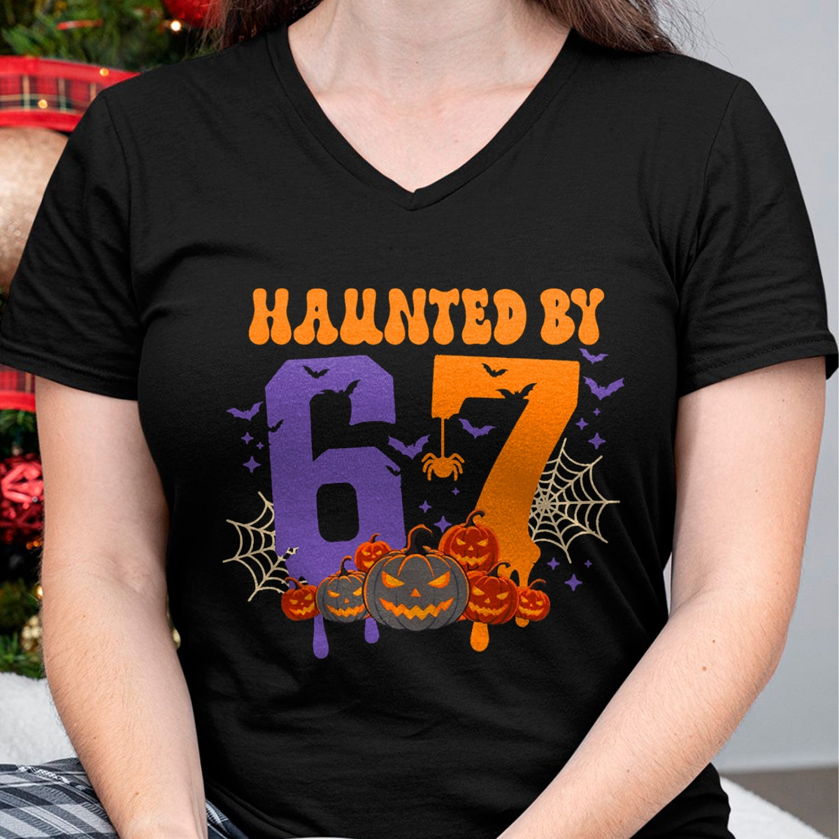 Haunted by 67 – Funny Six Seven Meme 6 7 Halloween Costume T-Shirt  - Halloween Unisex T-Shirt/Hoodie - NGHL00