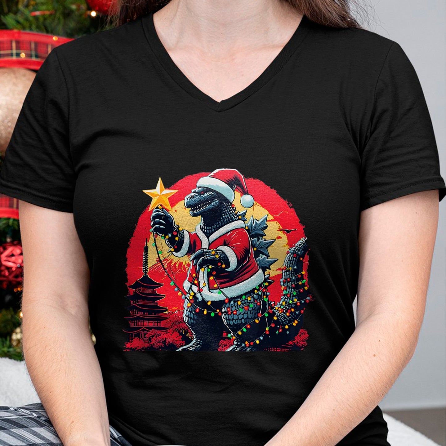 Xmas Christmas Santazilla Funny Holiday Monster Dinosaur T-Shirt - Christmas Unisex T-Shirt/Hoodie/Sweatshirt - NGHL00