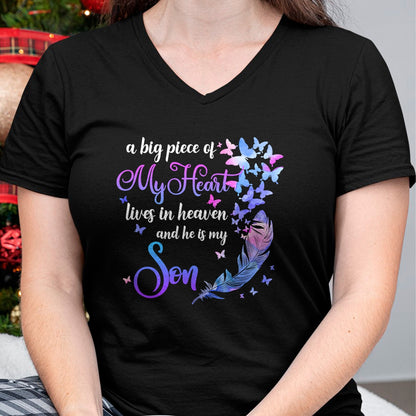 My Son Lives In Heaven Memorial Quotes Love Mom Dad Matching T-Shirt - Gift From Dad Unisex T-Shirt/Hoodie - NGHL00 (SKUT-2310EMAILDS-40)