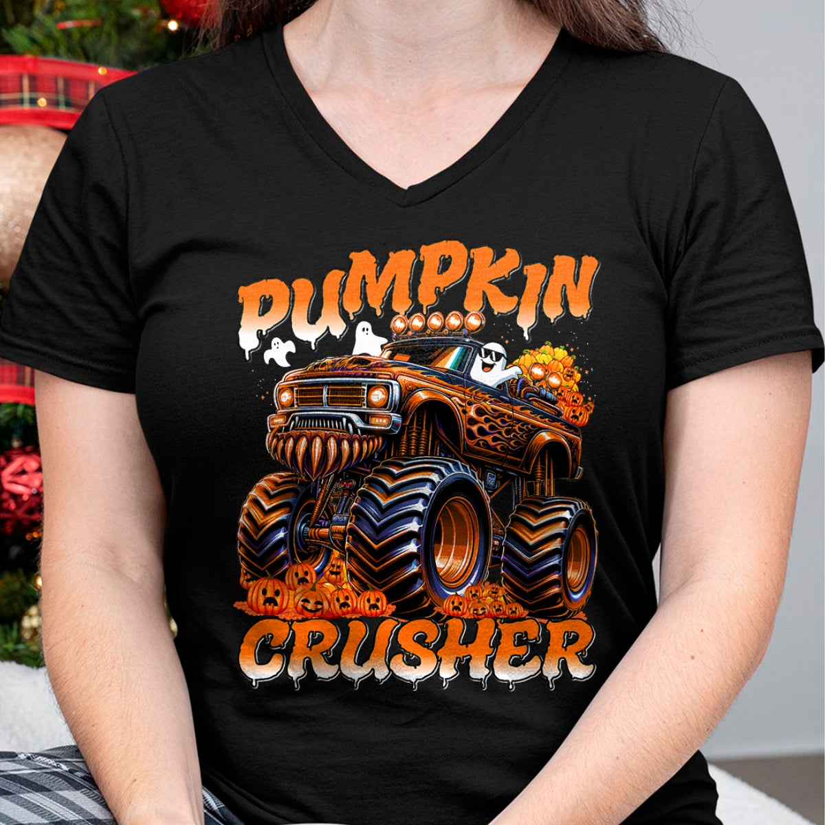 Pumpkin Crusher Monster Truck Ghosts Halloween for Boys T-Shirt - Halloween Unisex T-Shirt/Hoodie - NGHL00