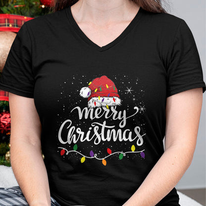 Merry Christmas Lights Red Santa Hat Xmas Family Men Women Pullover - Christmas Unisex T-Shirt/Hoodie/Sweatshirt - NGHL00