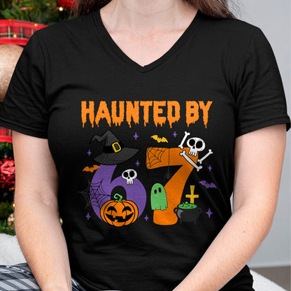 Haunted by 67 – Funny Ghost and Pumpkin Halloween Costume T-Shirt  - Halloween Unisex T-Shirt/Hoodie - NGHL00