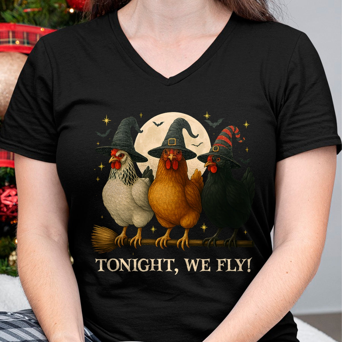 Funny Chicken Halloween Costume Tonight We Fly Spooky Season T-Shirt - Halloween Unisex T-Shirt/Hoodie - NGHL00