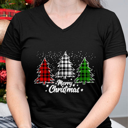 Merry Christmas Tree Xmas Buffalo Plaid Red White Green T-Shirt - Christmas Unisex T-Shirt/Hoodie/Sweatshirt - NGHL00