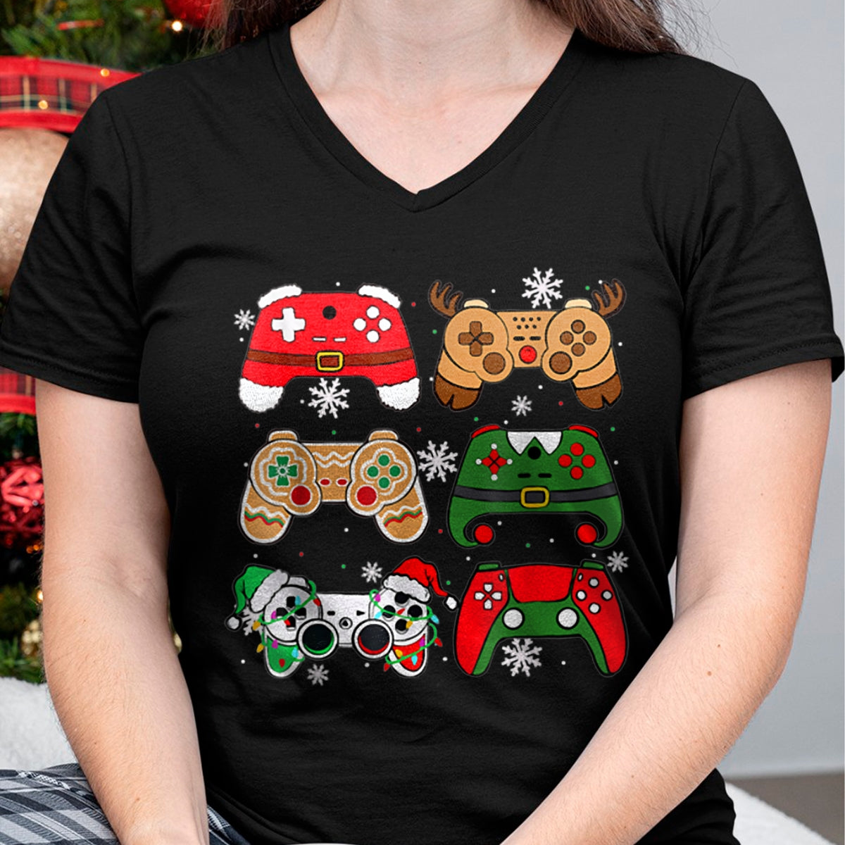 Boys Christmas Shirt Santa Elf Gaming Controllers Gamer Xmas T-Shirt - Christmas Unisex T-Shirt/Hoodie/Sweatshirt - NGHL00