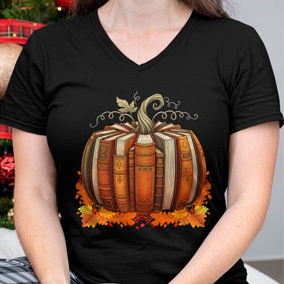 Fall Book Pumpkin Retro Reading Teacher Books Lover T-Shirt - Halloween Unisex T-Shirt/Hoodie - NGHL00