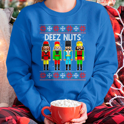 Deez Nuts Nutcracker Ugly Christmas Sweater Funny Xmas T-Shirt - Christmas Unisex T-Shirt/Hoodie/Sweatshirt - NGHL00