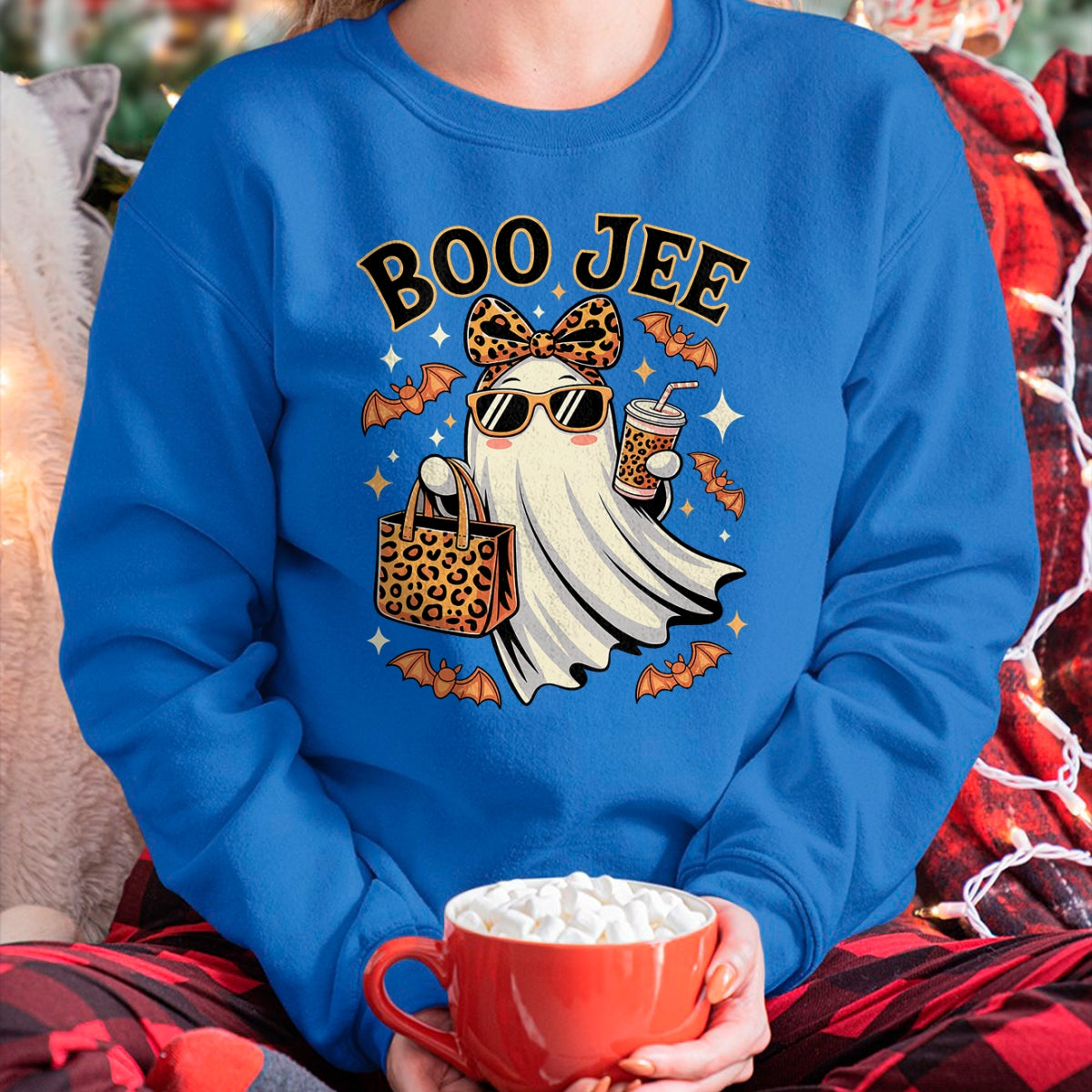 Coquette Leopard Ghost Coffee Boo JEE Halloween Boujee Ghost - Halloween Unisex T-Shirt/Hoodie - NGHL00