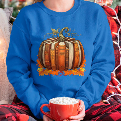 Fall Book Pumpkin Retro Reading Teacher Books Lover T-Shirt - Halloween Unisex T-Shirt/Hoodie - NGHL00