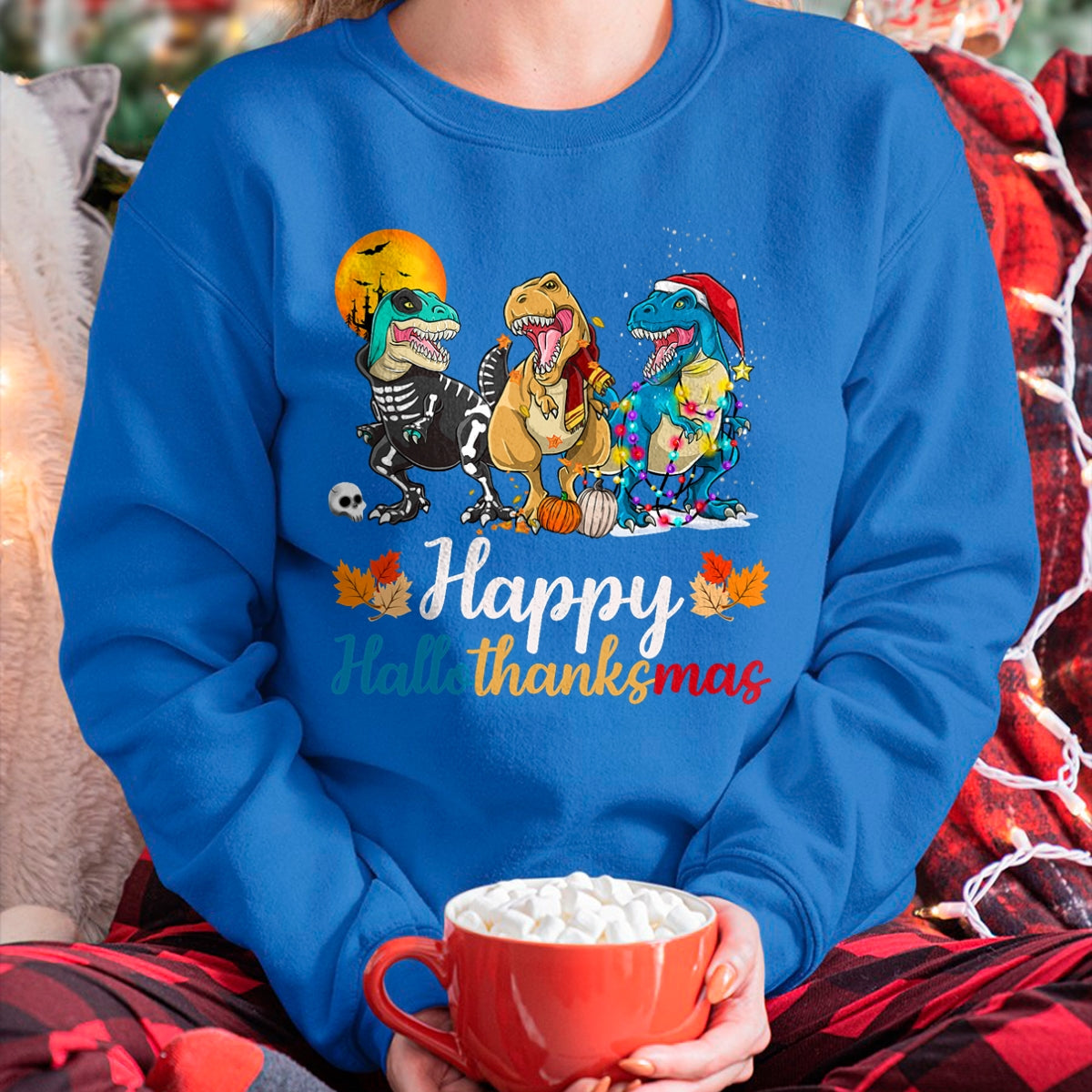 Halloween Thanksgiving Christmas Happy HalloThanksMas T rex T-Shirt - Christmas Unisex T-Shirt/Hoodie/Sweatshirt - NGHL00