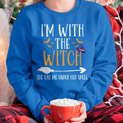 I'm With The Witch Funny Halloween Couples Costume T-Shirt - Halloween Unisex T-Shirt/Hoodie - NGHL00