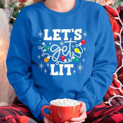 Let's Get Lit Drinking Santa Hat Christmas Lights Funny T-Shirt - Christmas Unisex T-Shirt/Hoodie/Sweatshirt - NGHL00