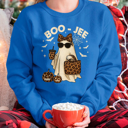 Coquette Leopard Ghost Coffee Boo JEE Halloween Boujee Ghost T-Shirt - Halloween Unisex T-Shirt/Hoodie - NGHL00