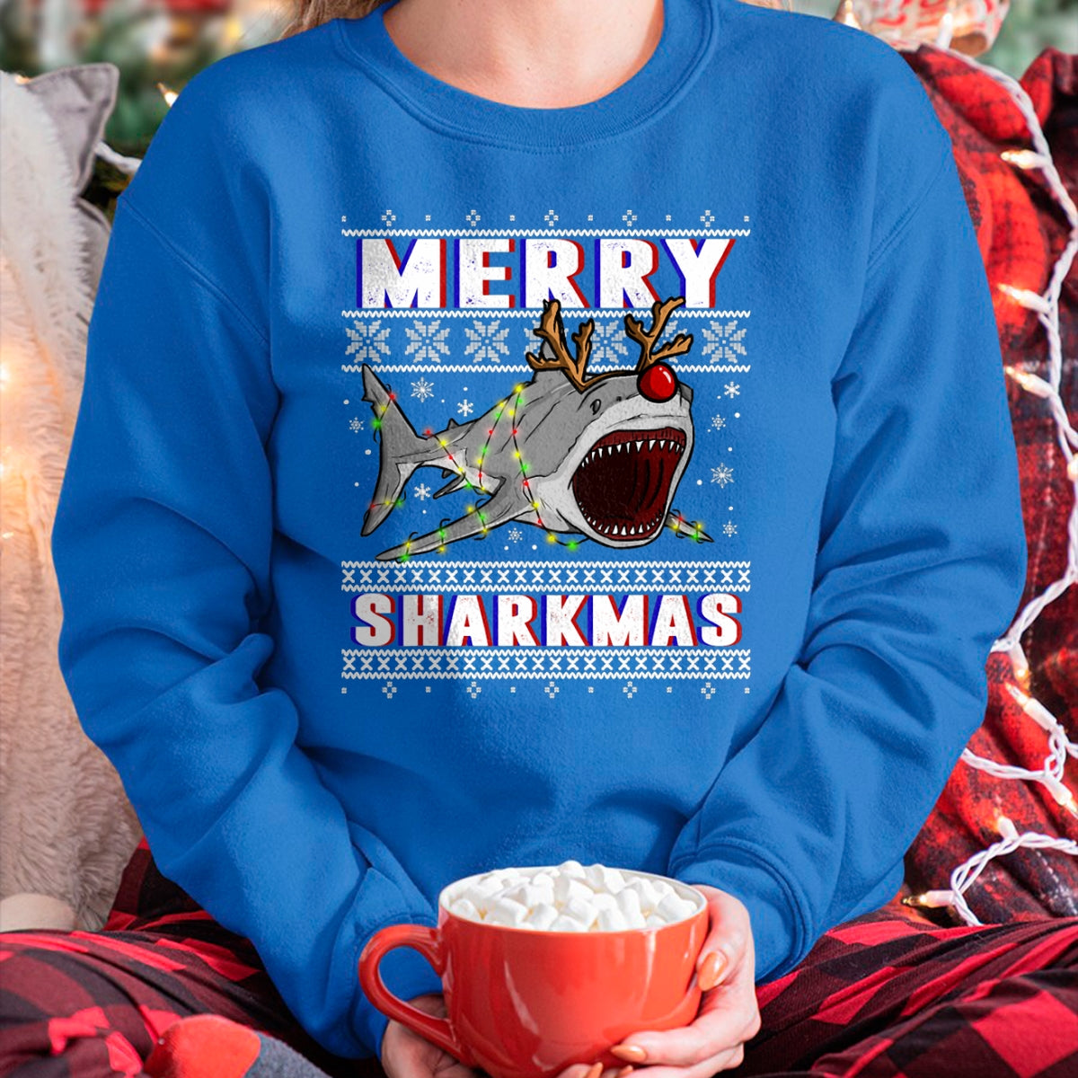 Funny Sharkmas Shark Ugly Christmas Sweaters T-Shirt - Christmas Unisex T-Shirt/Hoodie/Sweatshirt - NGHL00