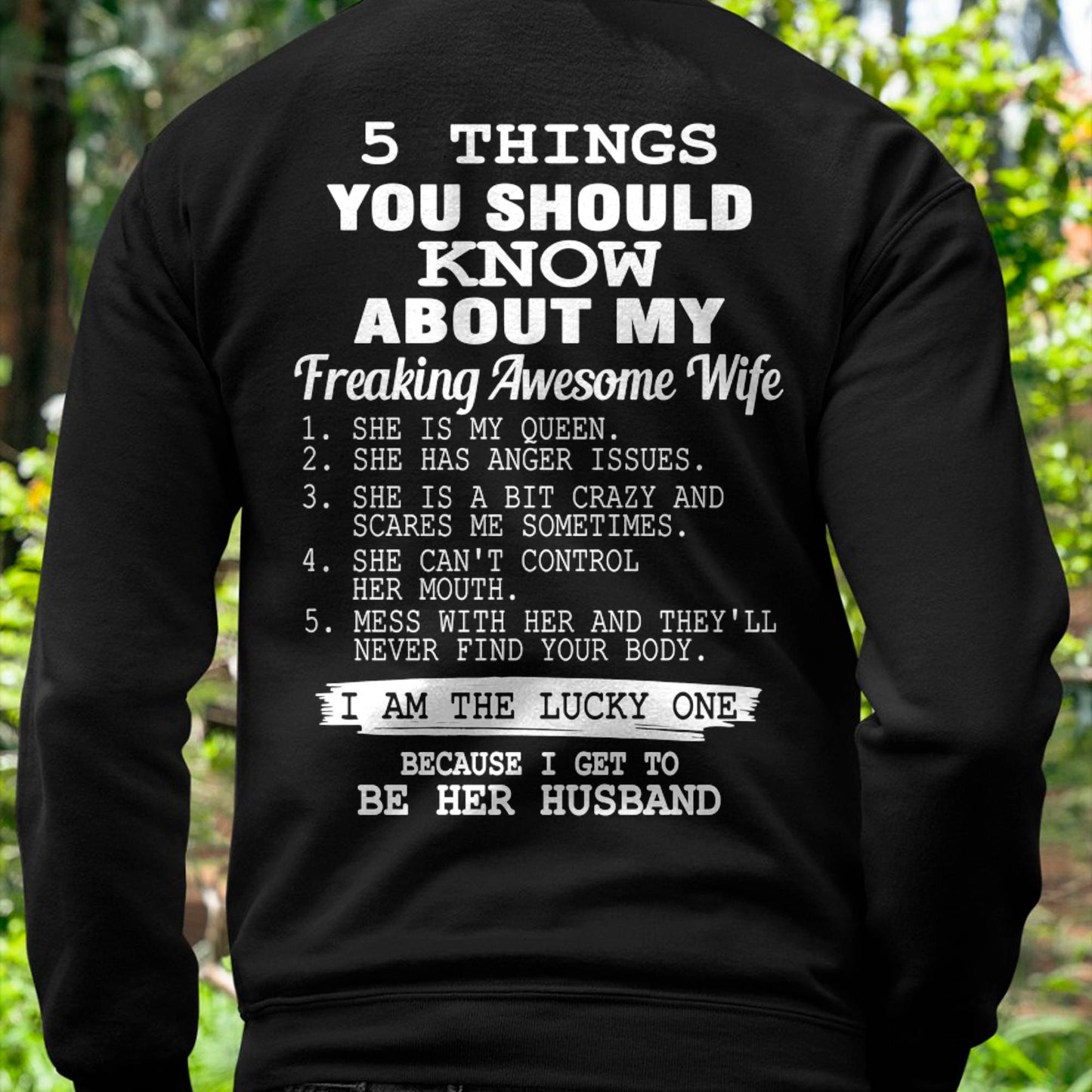 5 THINGS YOU SHOULD KNOW ABOUT MY FREAKING AWESOME WIFE - PERFECT GIFT FOR YOUR HUSBAND, BOYFRIEND - NGHL00 (SKU12-299)