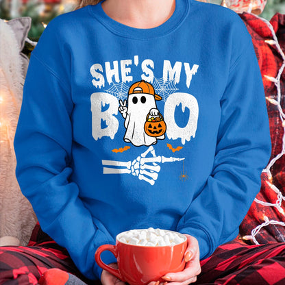 He's My Boo Matching Couple Halloween Couples She's My Boo T-Shirt - Halloween Unisex T-Shirt/Hoodie - NGHL00